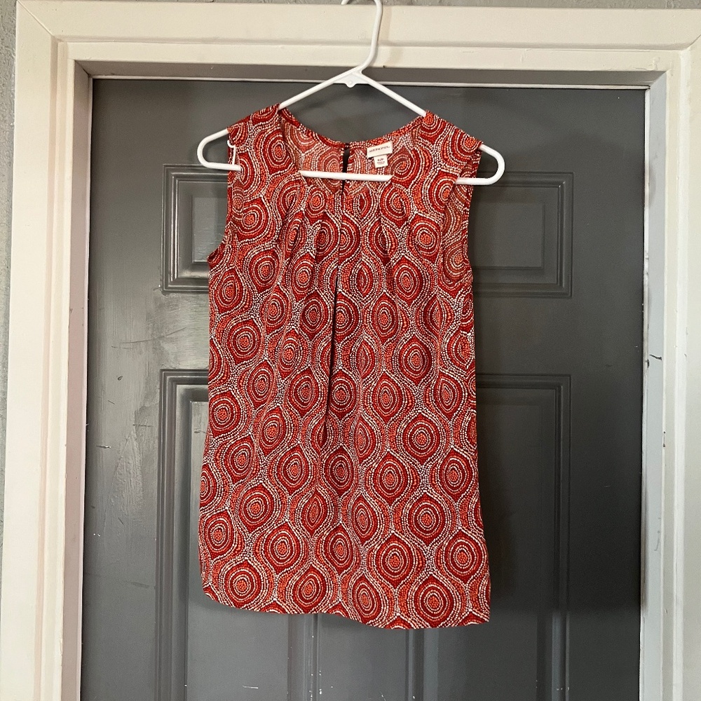 Sleeveless Merona Blouse - Patterned Orange and Red, Women's Size S